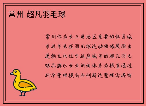 常州 超凡羽毛球
